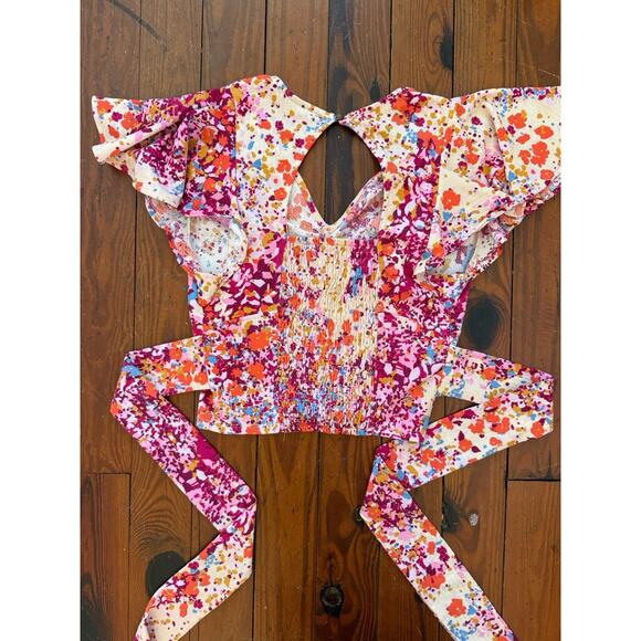 Anthropologie Flutter-Sleeve V-Neck Blouse Sz S Cottagecore Bohemian Prairie - Picture 7 of 14